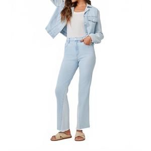 NEW BELLA DAHL coco frayed edge denim jacket in blue